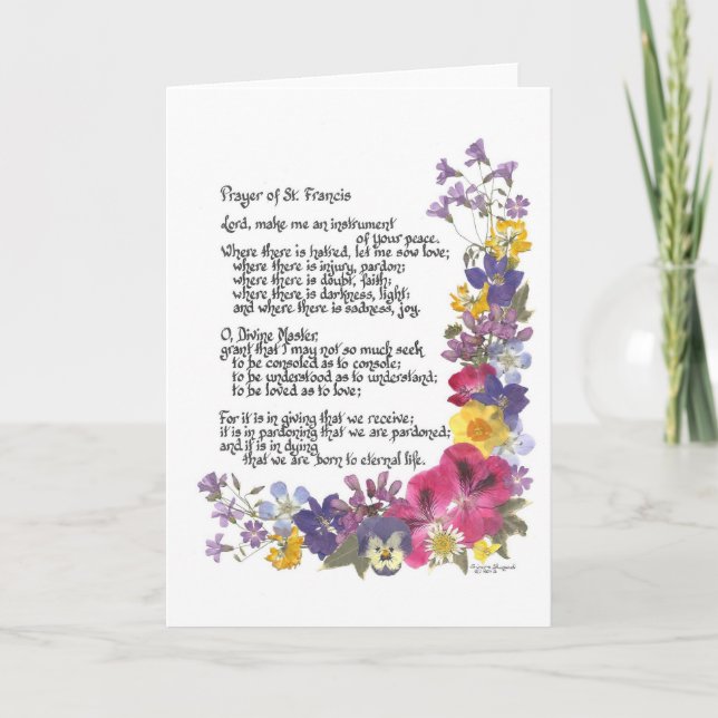 Cartão Prayer of St. Francis (Frente)