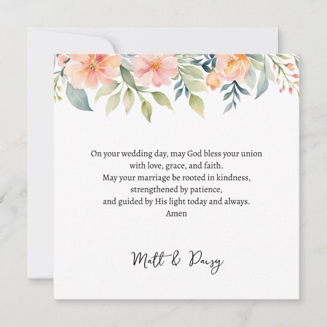 Cartão Prayer on Your Wedding Day Card | Wedding Blessing (Frente)
