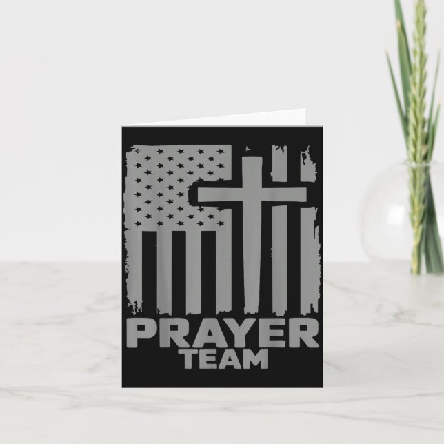 Cartão Prayer Team American Flag Christian Family Christi (Frente)
