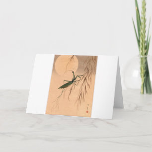 Cartão Praying Mantis and the Moon Japanese Art c. 1800s