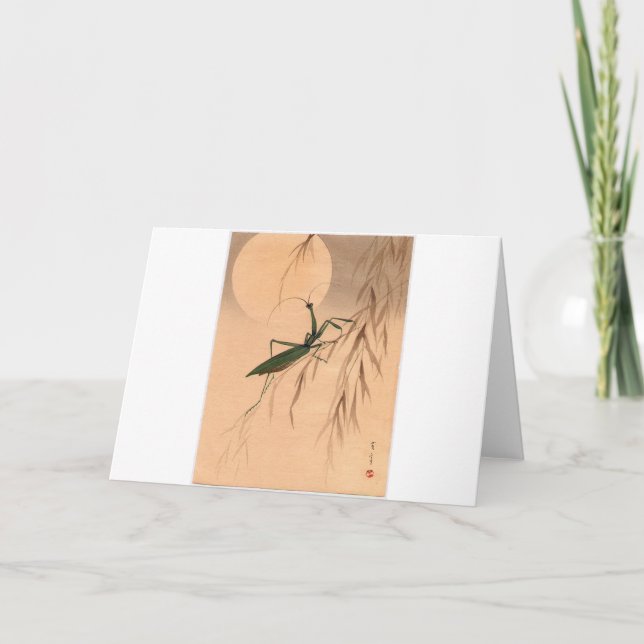Cartão Praying Mantis and the Moon Japanese Art c. 1800s (Frente)