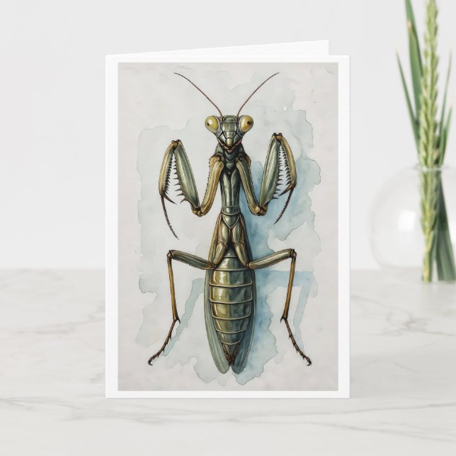 Cartão Praying Mantis watercolor painting insect art  (Frente)