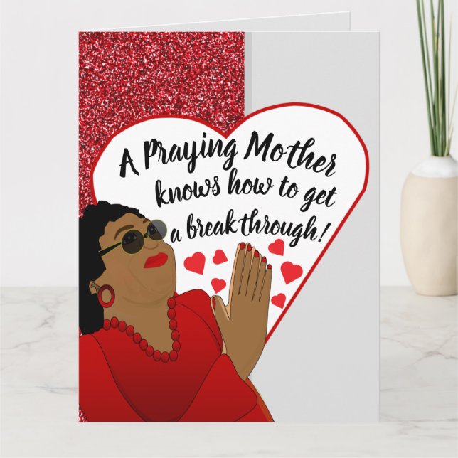 Cartão Praying Mother African American Christian Birthday (Frente)