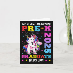 Cartão Pré-k Formando 2025 Unicorn Girls - Graduação na P