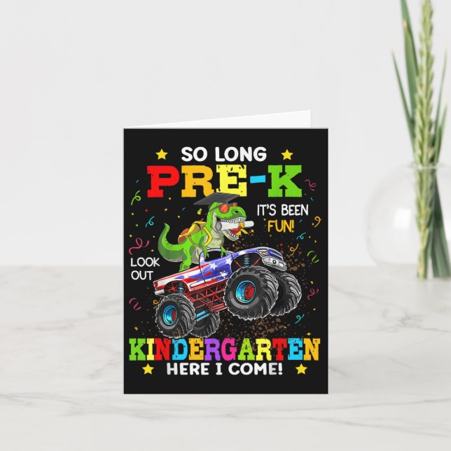 Cartão Pré-k Pré-Escolar Boys Dinosaur Pre-k Gra (Frente)