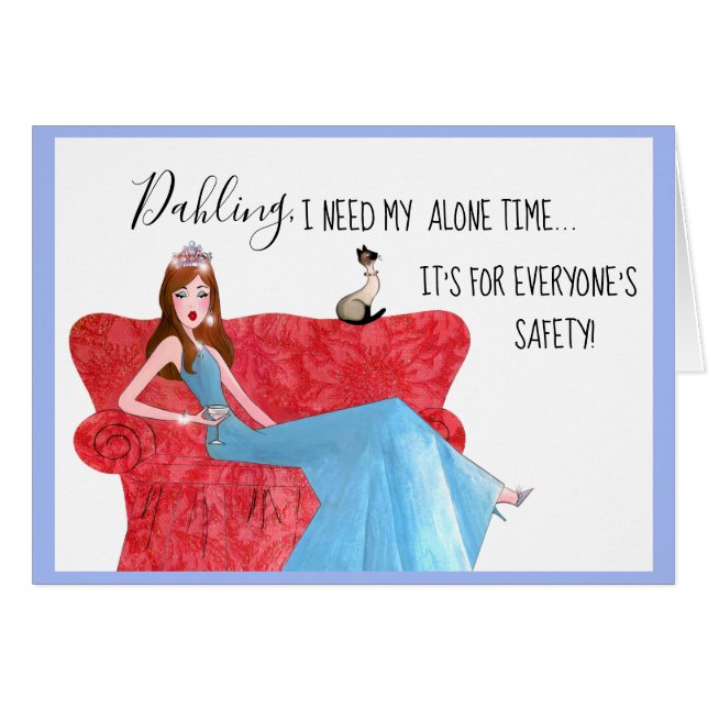 Cartão "Preciso Do Meu Tempo Sozinho!" (Frente Horizontal)