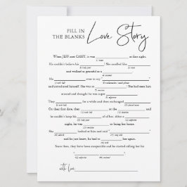 Cartão Preencha a história do amor dos Vazios | Jogo Chá