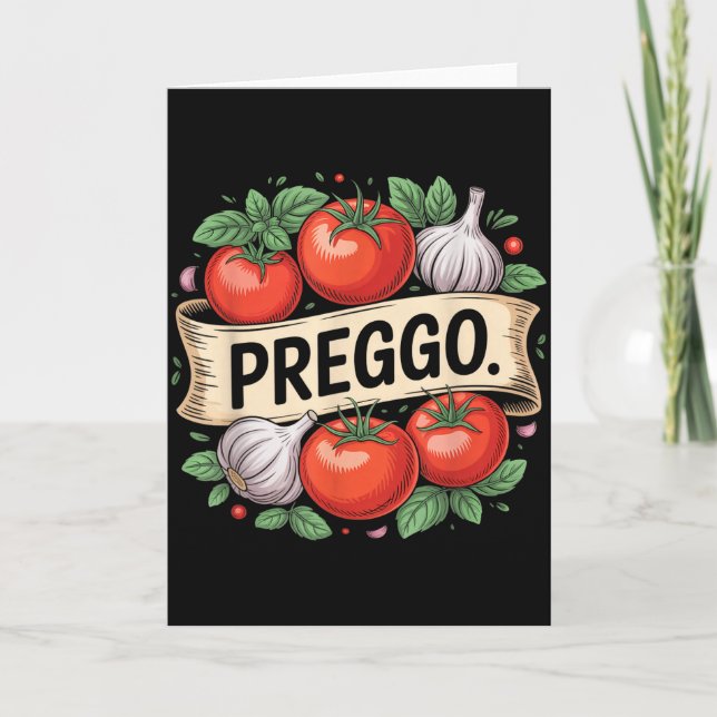Cartão Pregnancy Announcement Prego Pasta Sauce Funny Pre (Frente)
