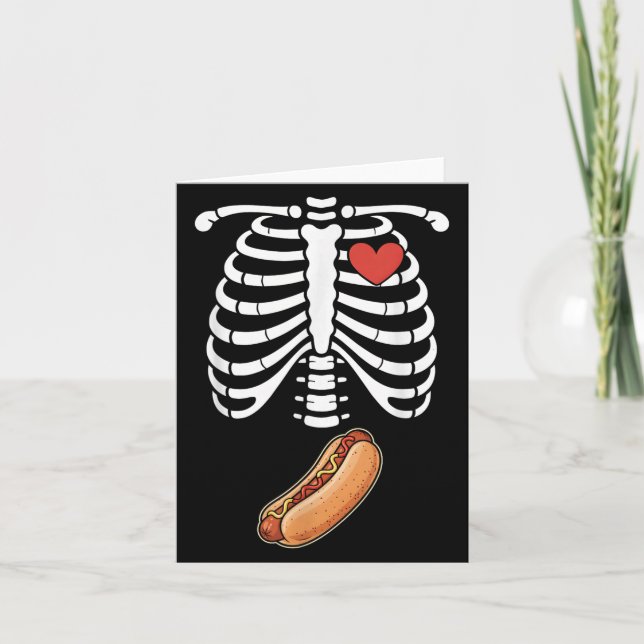 Cartão Pregnancy Skeleton Hotdog Belly Bump Rib Cage Hall (Frente)