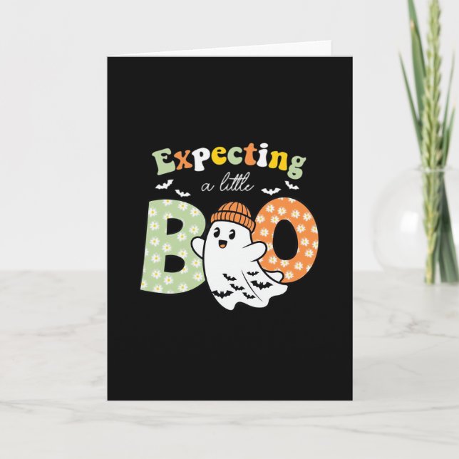 Cartão Pregnant Mom To Be Little Boo Funny Halloween Desi (Frente)