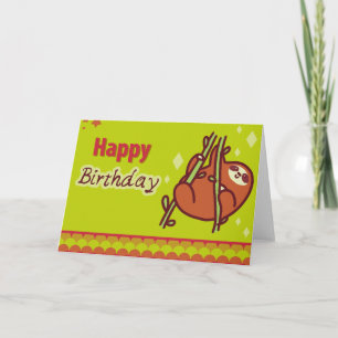 Cartão Preguiça bonito do feliz aniversario