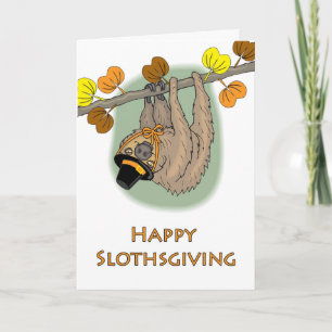 Cartão Preguiça de Ação de Graças, Feliz Slothsgiving