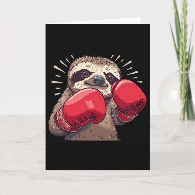 Cartão Preguiça de Boxe com Luvas de Boxe Kickboxing Engr (Frente)