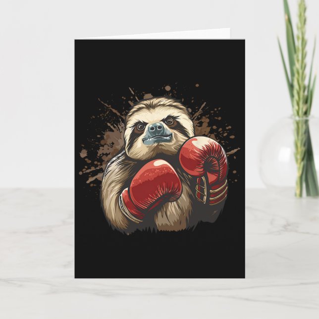 Cartão Preguiça de Boxe Com Luvas de Boxe Kickboxing Engr (Frente)