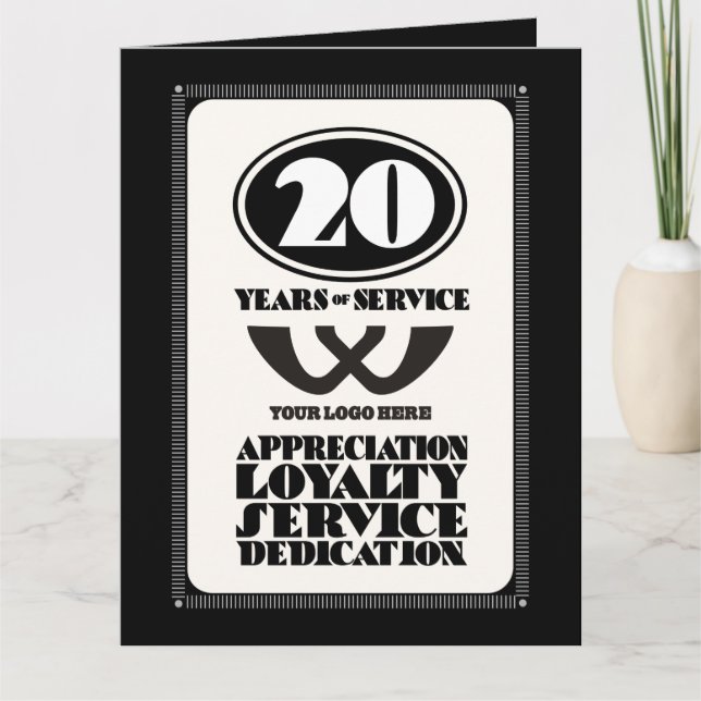 Cartão Prêmio de serviço de 20 anos do funcionário retroa (Frente)