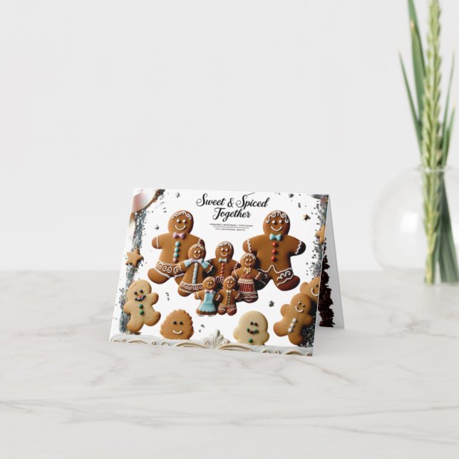 Cartão Premium Luxury Gingerbread Family Sweet & Spiced  (Frente)