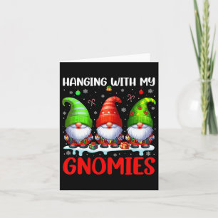 Cartão Prendendo Com Meus Gnomos De Natal Coloridos Três