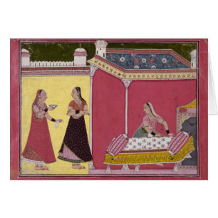 Cartão Preparando a cama, Bilaspur, c.1690-1700