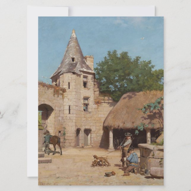 Cartão Preparando-se para a Caça Medieval (Frente)