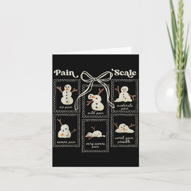Cartão Preppy Coquette Pain Scale Stamps Snowmen Trauma E (Frente)