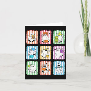 Cartão Preppy Ghost Leading Books Professora Halloween Li