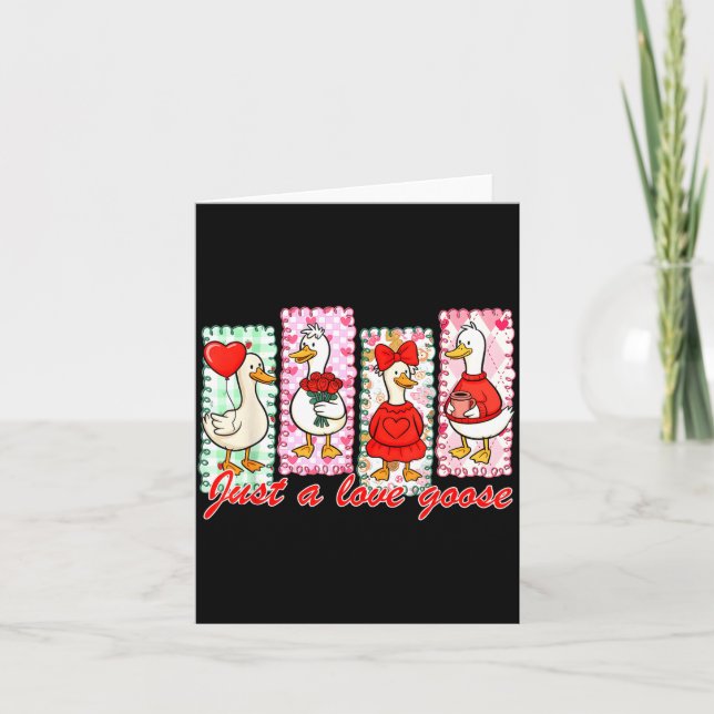 Cartão Preppy Valentine Just A Love Silly Goose Duck Girl (Frente)