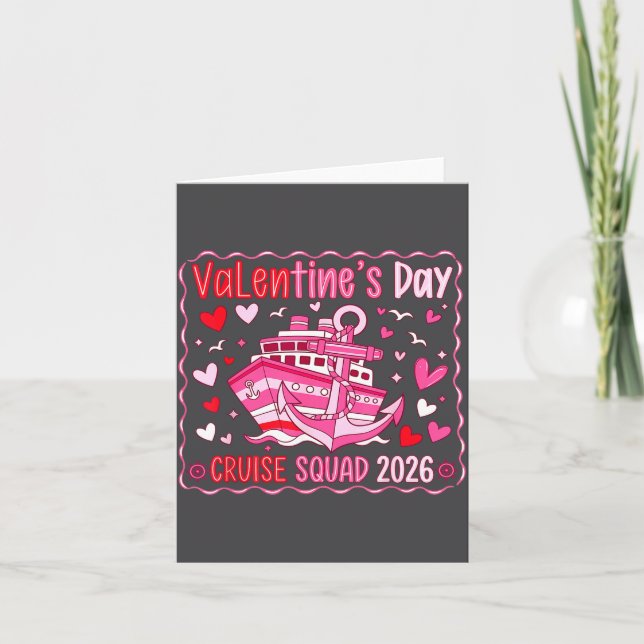 Cartão Preppy Valentines Cruise 2026 Family Matching Vale (Frente)