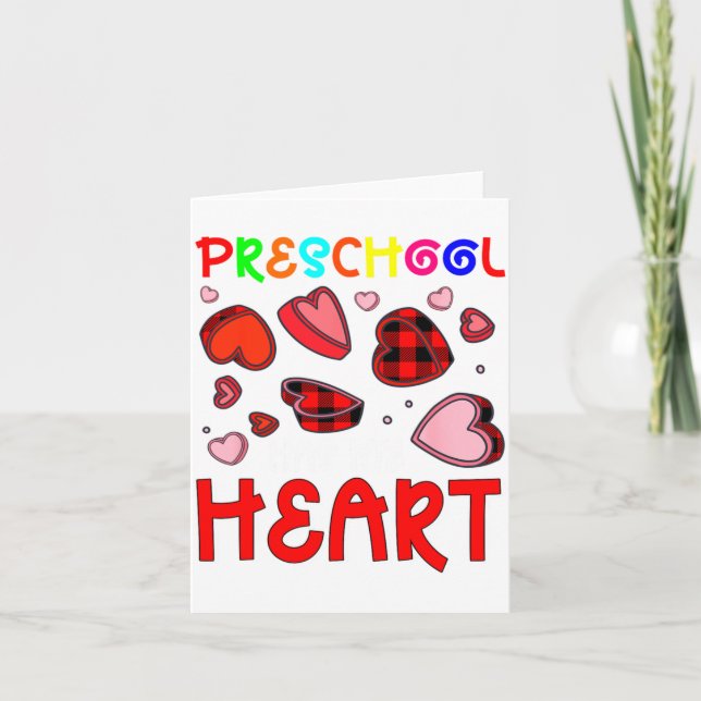 Cartão Preschool Has My Heart Valentines Hearts Teacher  (Frente)