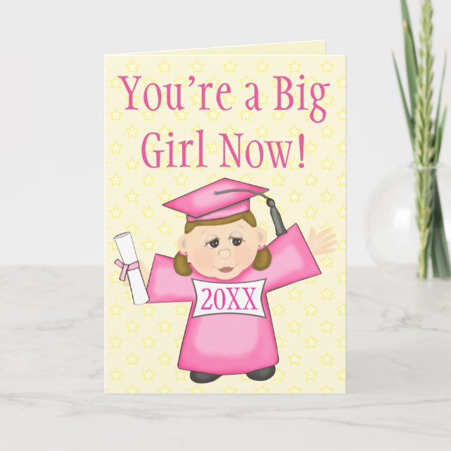 Cartão Preschool / Kindergarten Girl Graduation Card (Frente)