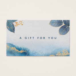 Cartão-Presente Azul Dourado Para Folhas Botânicas