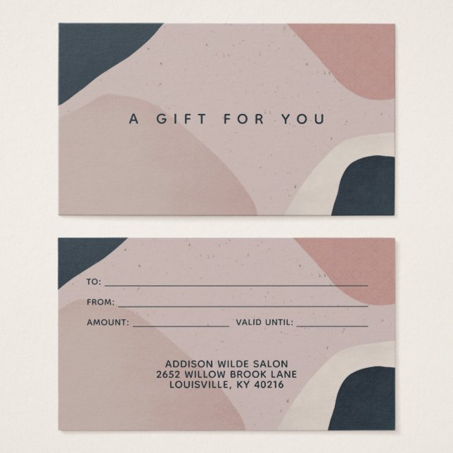 Cartão-presente azul Marinho azul-moderno Abstrato (Frente & Verso)