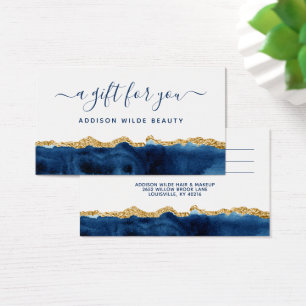 Cartão-Presente Azul-marinho E Dourado De Aquarel