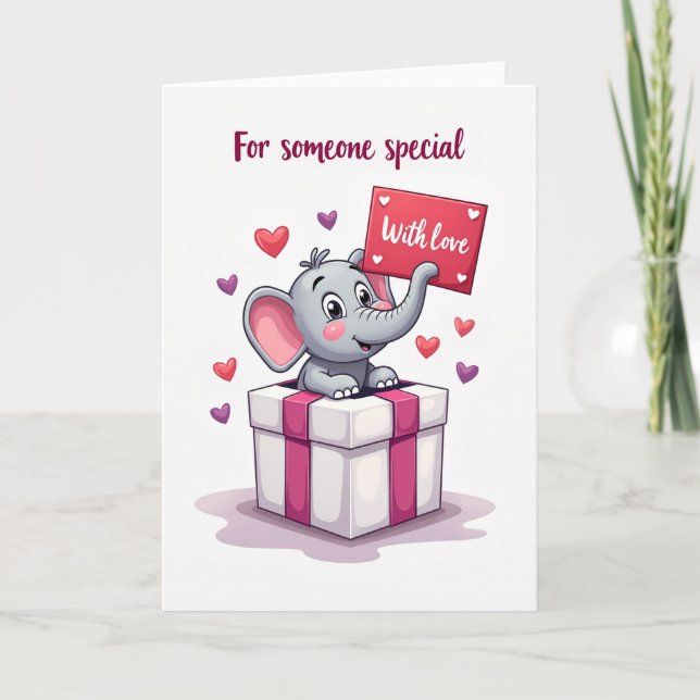 Cartão Presente de Amor de Elefante (Frente)