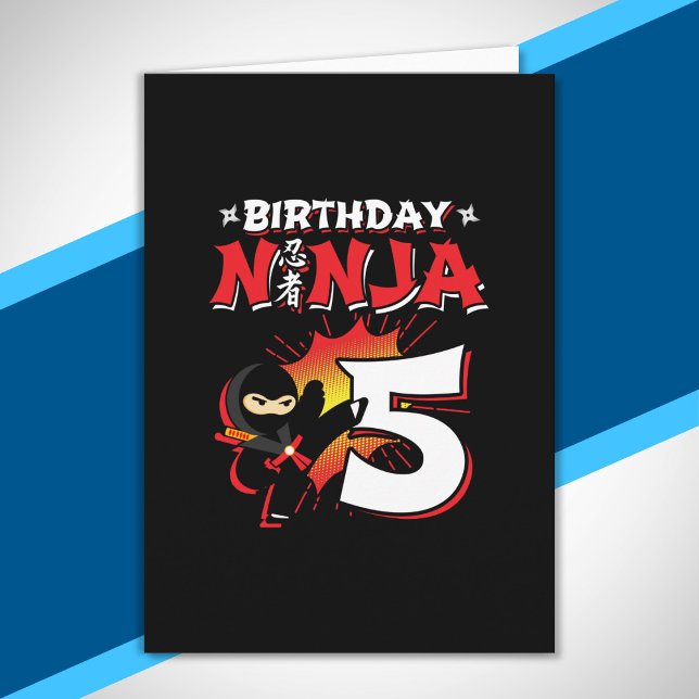Cartão Presente de Aniversário de Crianças Ninja - 5 Anos (Criador carregado)