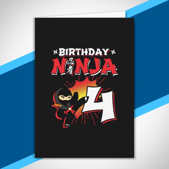 Cartão Presente de Aniversário de Ninja para Crianças - 4 (Criador carregado)