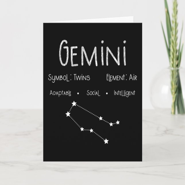 Cartão Presente de Aniversário do Signo de Gêmeos para As (Frente)