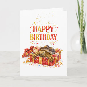 Cartão Presente de aniversário vermelho e dourado para ta