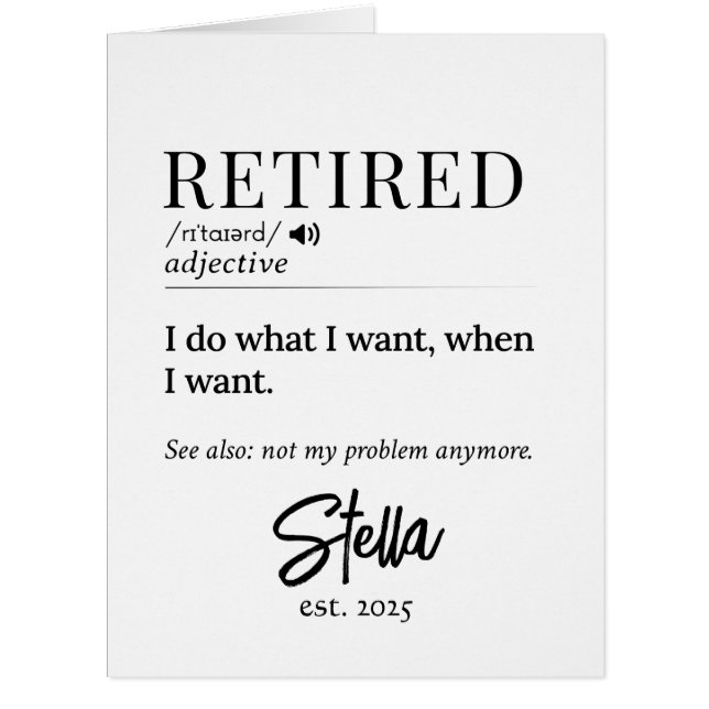 Cartão Presente de aposentadoria personalizado - Definiçã (Frente)