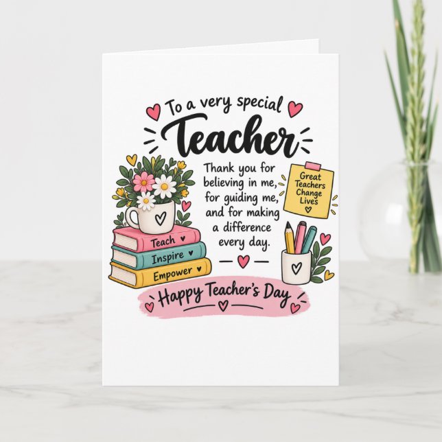 Cartão Presente de Apreciação para Professores | Feliz Di (Frente)