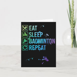 Cartão Presente de Aquarela de Badminton Coma Durma Repit