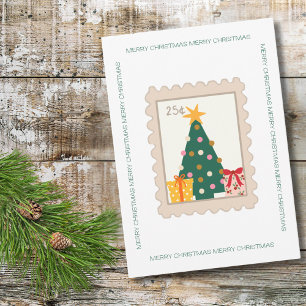 Cartão Presente de árvore de Natal retrô selo & Foto da f