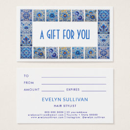 Cartão-presente de azulejo mediterrânico azul