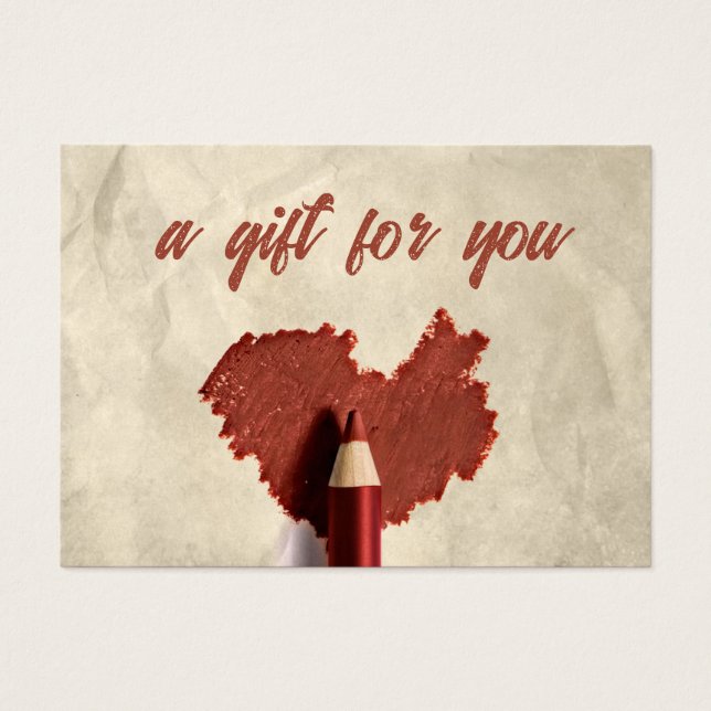 Cartão-Presente de Caneta de Desenho Coração Escri (Frente)