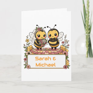 Cartão Presente de Casamento Personalizado Casal de Abelh