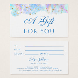 cartão-presente de cor aquosa azul pastel