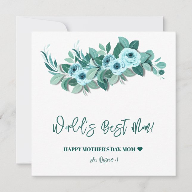 Cartão Presente de Dia das Mães com Rosa e Saudação de Ve (Frente)