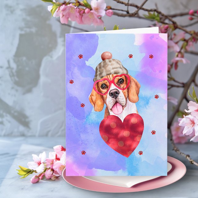Cartão Presente de Dia dos Namorados Cachorro Beagle Roxo (Criador carregado)