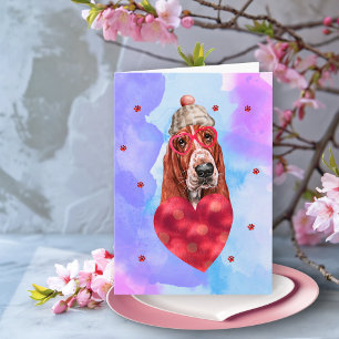 Cartão Presente de Dia dos Namorados do Cão Basset Hound