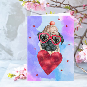 Cartão Presente de Dia dos Namorados para Cachorro Pug Ro