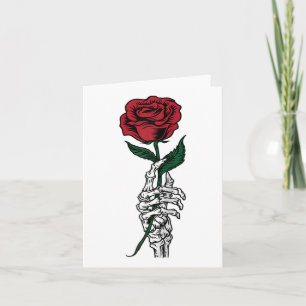 Cartão Presente de Flor de Rosa - Mão de Esqueleto Branco